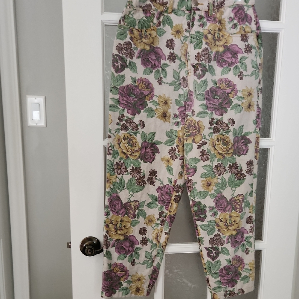 Vintage / Tristan & Iseut / Floral Print Linen Pants